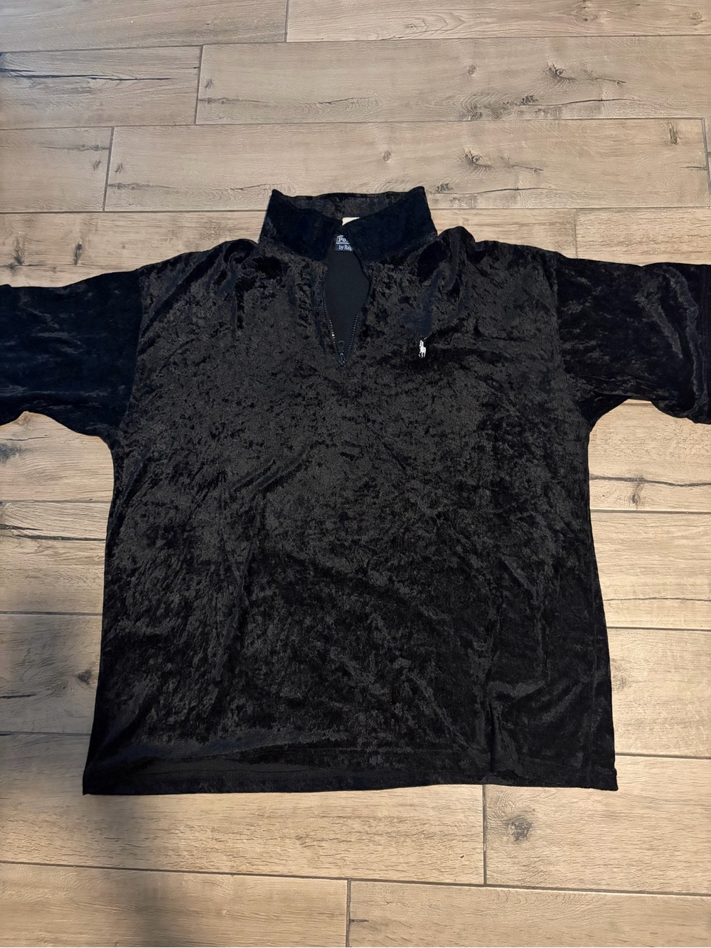 Ralph Lauren Black Velvet Quarter-Zip Polo